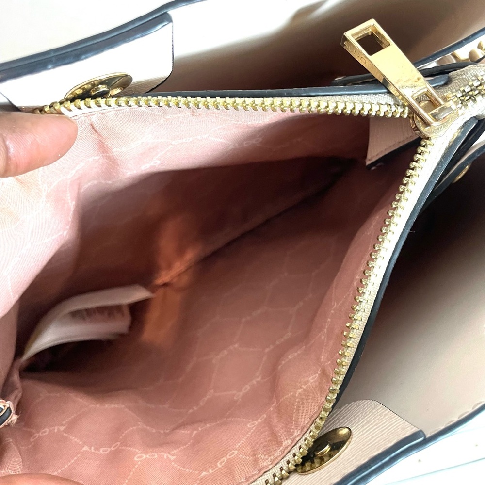 ALDO Cream Satchel with Gold Hardware and Charm - Picture 8 of 16